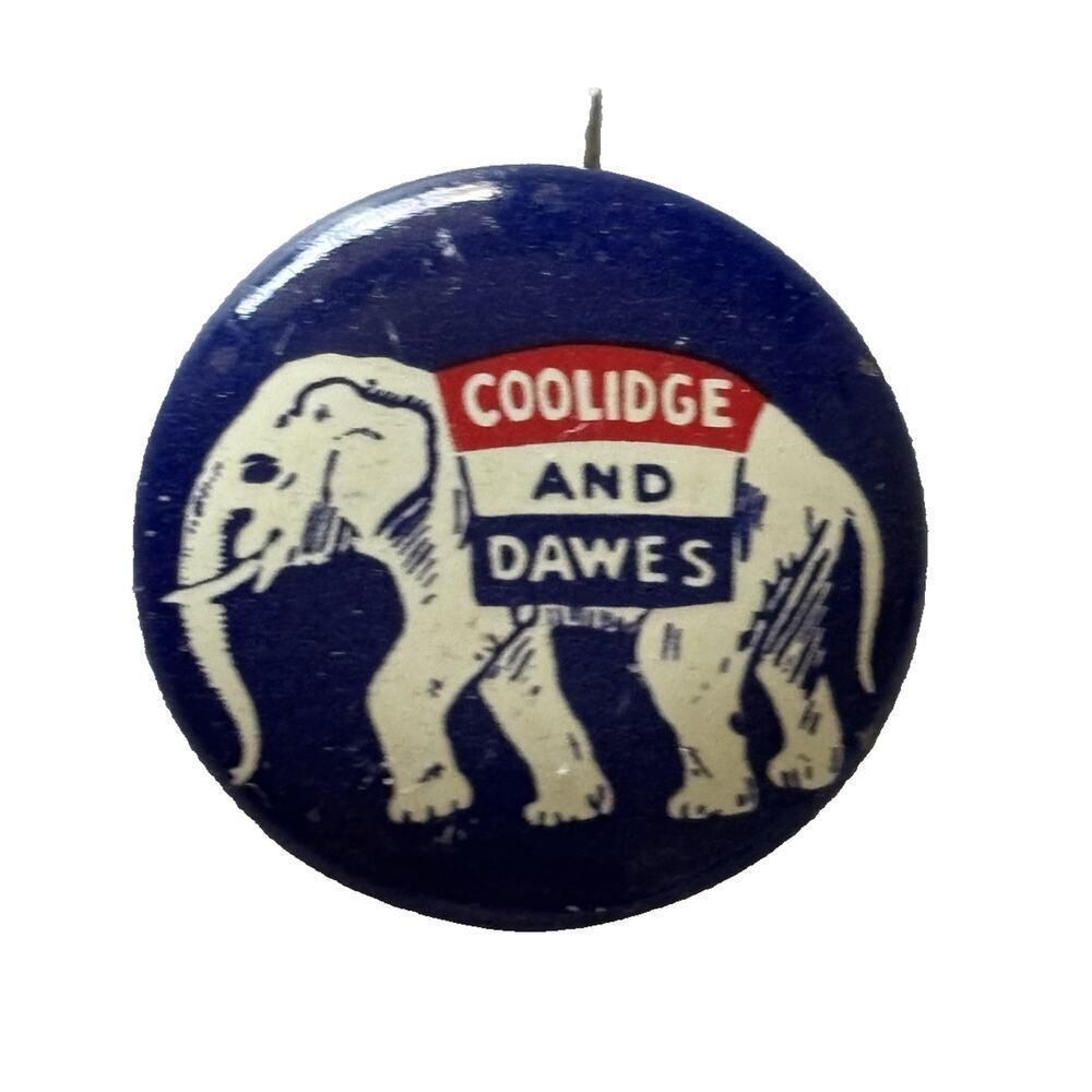 1924 Reproduction Lapel Pin Presidential Campaign COOLIDGE and DAWES 1"